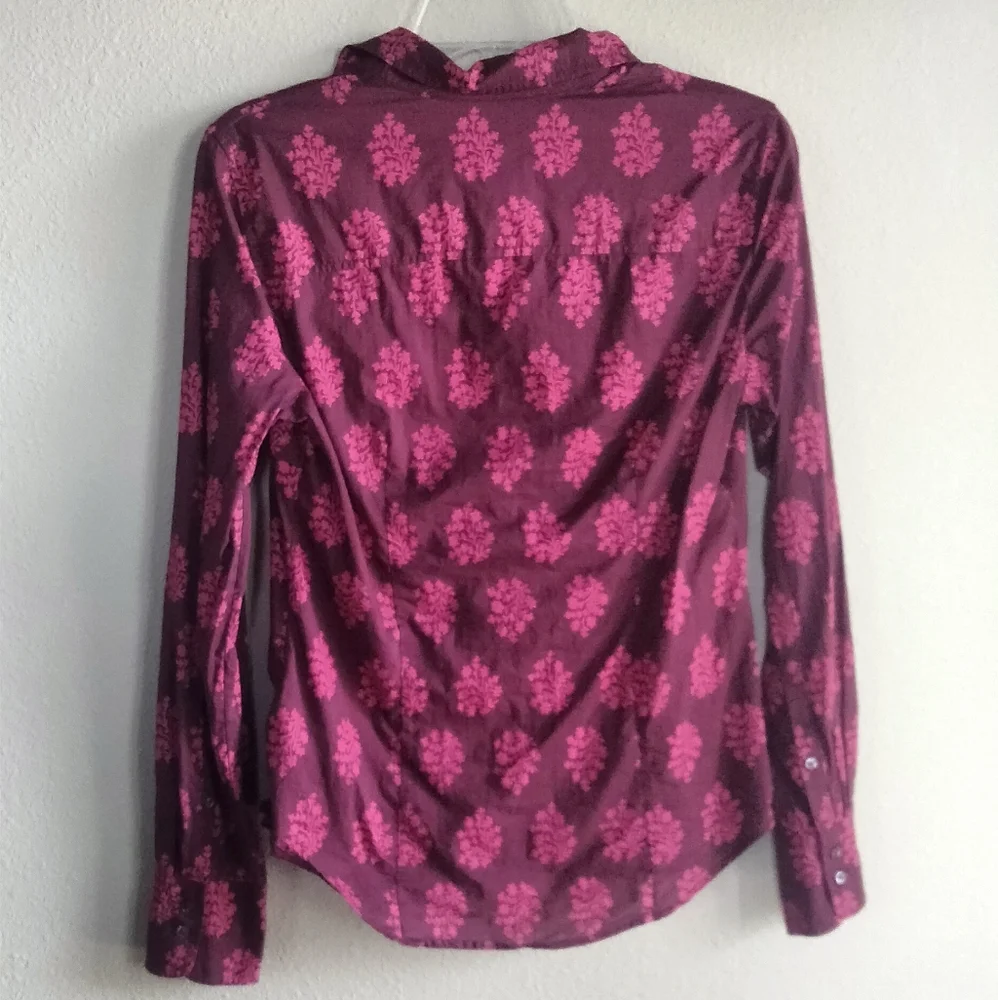 J. Crew Size 4 Perfect Fit Women's Pink Floral Button-Up Shirt